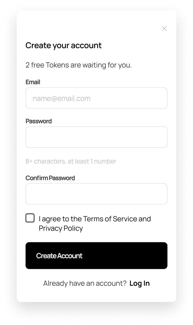 Pixevra sign-up screen
