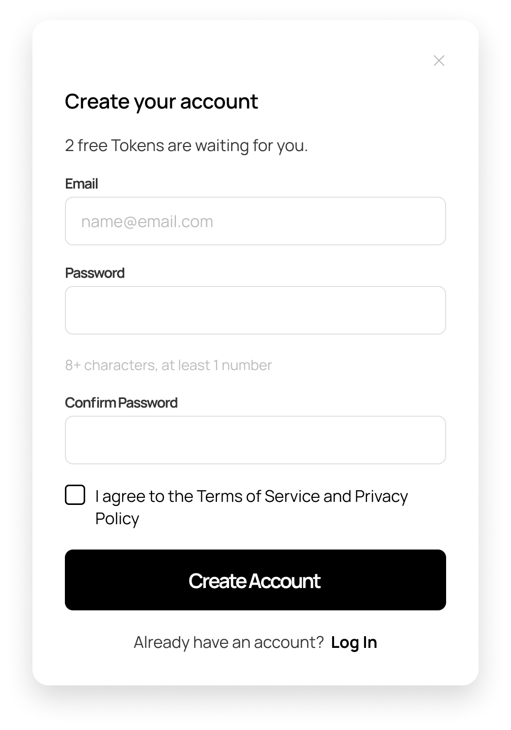 Pixevra sign-up screen