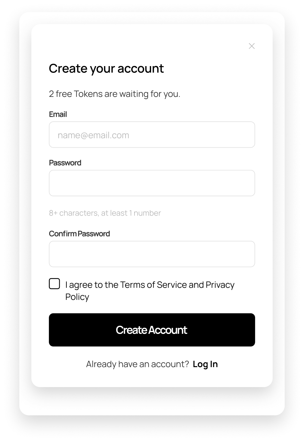 Pixevra sign-up screen